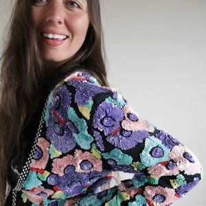 Vintage sequin floral jacket/blazer -LC
